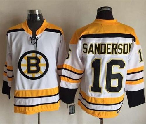Bruins #16 Derek Sanderson White CCM Throwback Stitched NHL Jersey - Click Image to Close